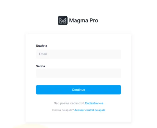Tela de login do sistema MagmaPro